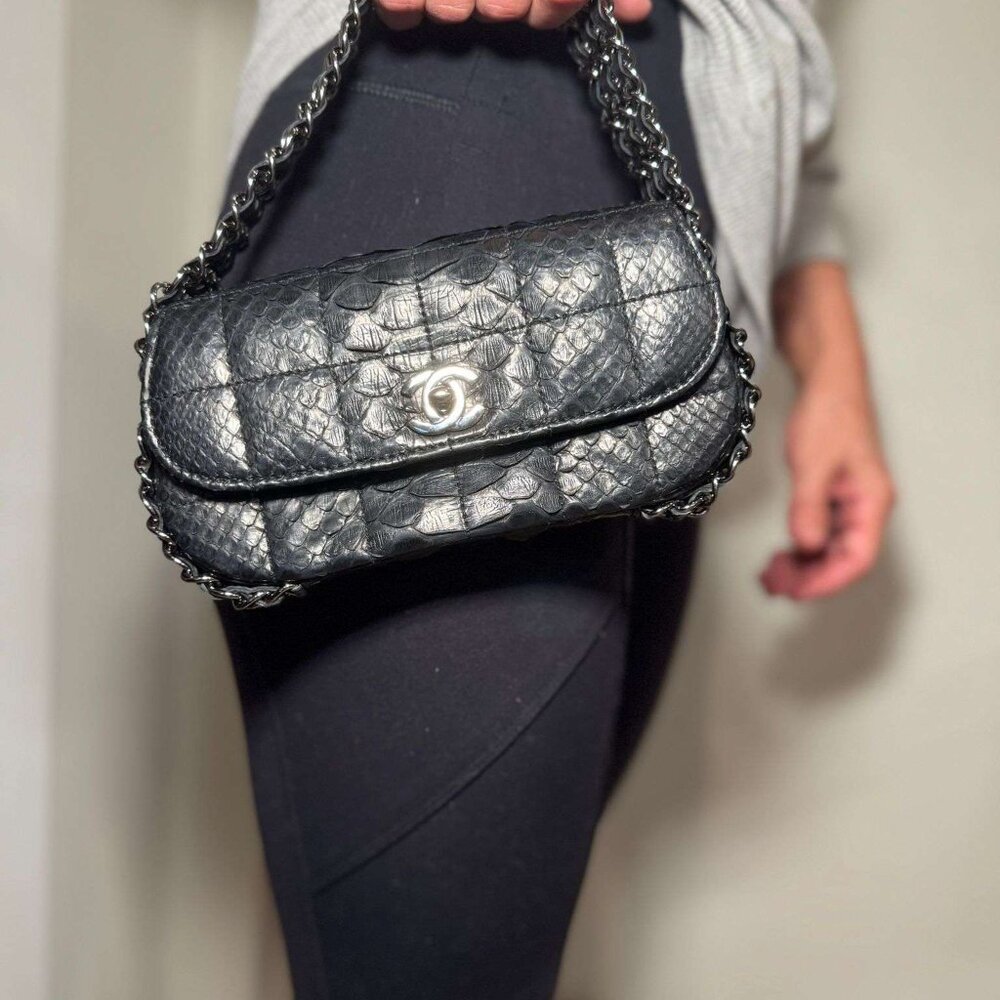 Chanel sac class rabat 94305 noir (Vintage Python) - Picture 4 of 4